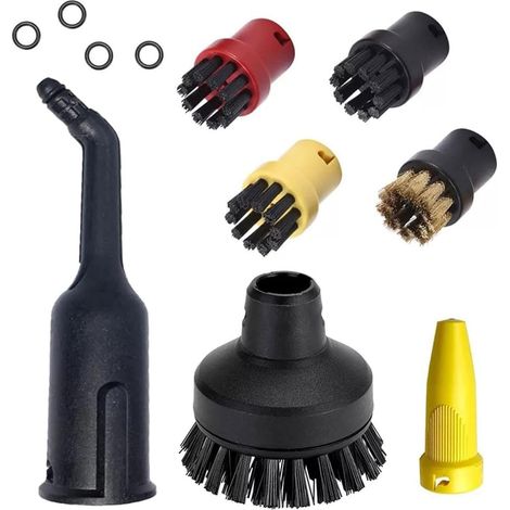 Kit de accesorios de 11 piezas para limpiadora a vapor Karcher, accesorios para limpiadora a vapor con boquillas, anillos de sellado, cepillos redondos, para Kärcher SC1 SC2 SC3 SC4 SC5 SC7 CTK10 (1/5)