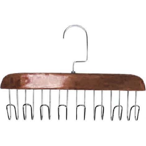 Lot en bois et acier inoxydable, porte-chapeaux à 8 crochets, brun foncé, sans perforation, pour chambre étudiante (1/5)