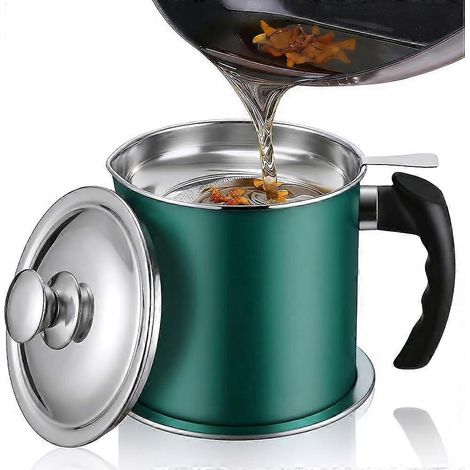 Marmite filtrante acier inoxydable 304 filtre à huile mailles fines 13 l passoire intégrée verte pour friteuse (1/5)