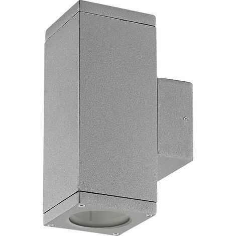 Aplique de pared CUB cuadrado doble emisión GU10 2x4,50 W IP54 Gris (1/3)