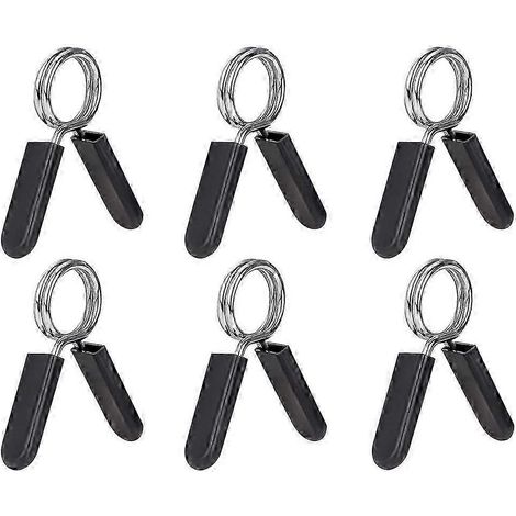 Lot de 6 clips de 25 mm (1 pouce) pour barre d'haltères - colliers à ressort pour barres de musculation standard, entraînement, str (1/5)