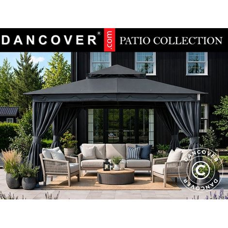 Gazebo Horus w/curtains, 3x3.7 m, Grey - Dancover