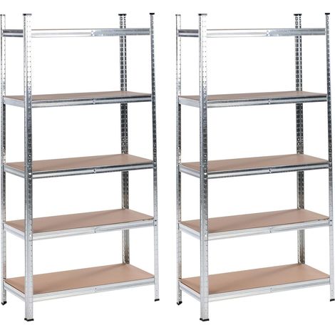 Garagenregal 2er Set XITTA Metall 150 cm 75 cm Silber