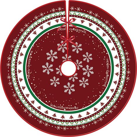 Weihnachtsbaumrock, 90 cm, runder Baumrock – Teppich mit Schneeflockenmuster und klassischen Elementen für Baumschmuck und Weihnachtsfeiern