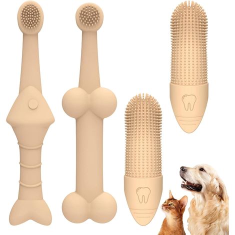 Kit de 4 Brosses à Dents pour Chien et Chat en Silicone (1/5)