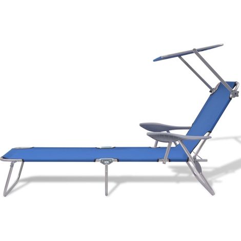 Maison Exclusive - Sonnenliege mit Sonnenschutz Stahl Blau