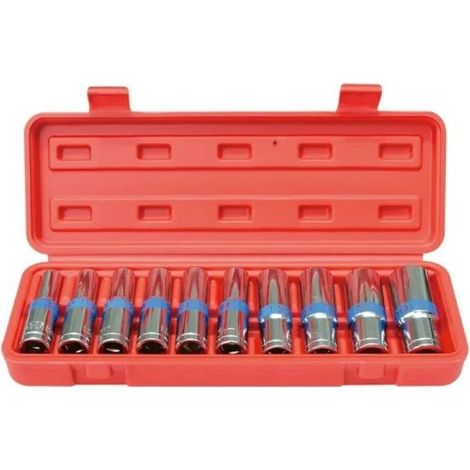 SET CHIAVI BUSSOLA LUNGHE 1/2'' DA 8 A 24 10PZ ESAGONALI PISTOLA AVVITATORE