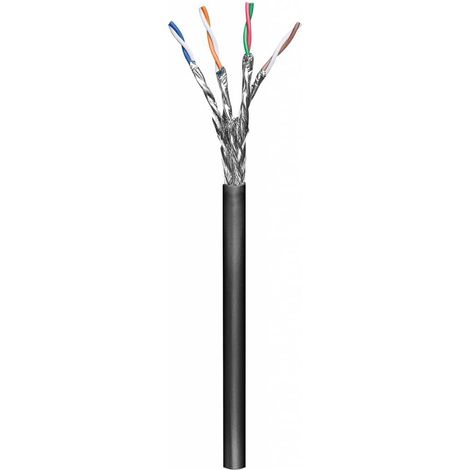 77624 Goobay Câble Réseau LAN Mono Extérieur Cat 6 S/FTP 100 m (Noir) - Câble Ethernet LAN Mono doublement blindé catégorie 6 S/FTP 100 m (Noir)