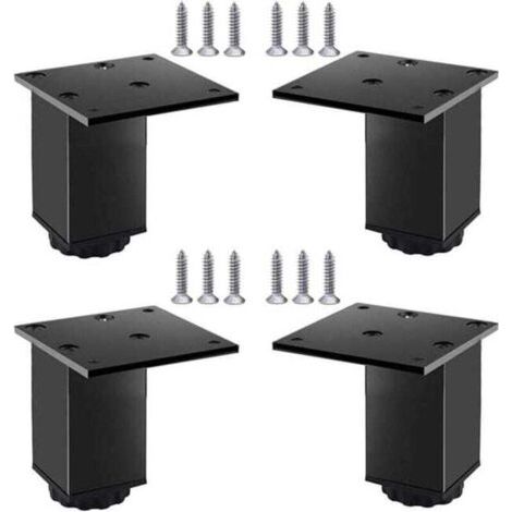 Pieds de meubles réglables en aluminium, lot de 4, pour meubles, canapés et tables, noir, 6 cm (plage de réglage 60-78 mm) (1/4)
