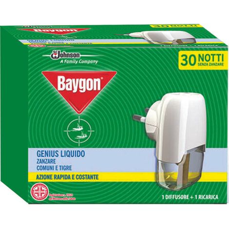 Baygon genius elettroemanatore base + ricarica liquida 30 notti