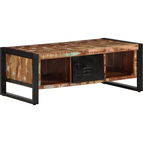 Table basse Table de salon Table de café multicolore 90x50x36 cm bois de récupération massif (1/5)