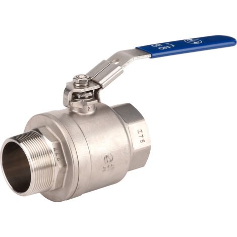 Vanne à sphère INOX poignée plate bleue PN63 - Mâle Femelle 1/2" (15/21) - Sferaco (1/2)