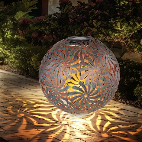 Lampada solare a sfera con picchetto Lampada solare da incasso, oro antico, effetto luce, metallo, LED bianco caldo, PxH 26x37 cm