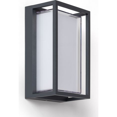 Aplique de Pared Exterior LED 12W Aluminio CCT Seleccionable Doble Difusor Arelien Large II Antracita