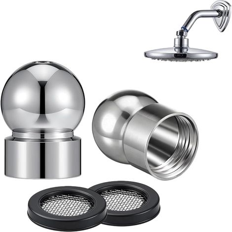 Conector de cabezal de ducha de 2 piezas de 1/2 pulgada, adaptador de cabezal de ducha con filtro, adaptador de bola, universalmente compatible con cabezales giratorios estándar. (1/5)