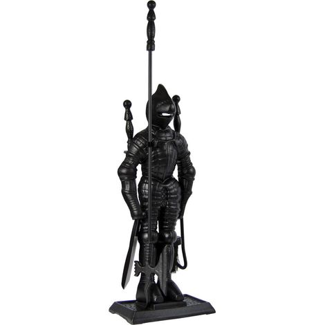 Soldier 4 Piece Companion Set Black Fireplace Accessories Shovel, Poker & Brush (1/2)