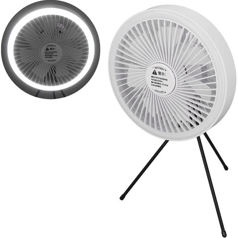 Stativventilator, Outdoor-Campingventilator mit Lampe, tragbarer Mini-Hängeventilator, USB-aufladbar (Ventilator mit eingebautem Akku, Fernbedienung mit Batterien) (1/5)