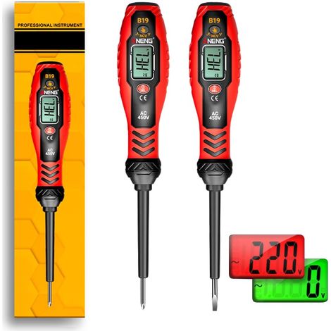 Voltage Tester Screwdriver, 2 Pieces, Non-Contact Phase Tester, Current Tester with LCD Display and Acoustic Alarm, Dual Range AC 11V/30V-1000V, Electrical Test Tool (1/5)