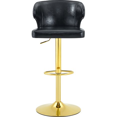 Set mit 2 höhenverstellbaren drehbaren Barhockern mit Rückenlehne, PU schwarz MODENUIT (1/5)