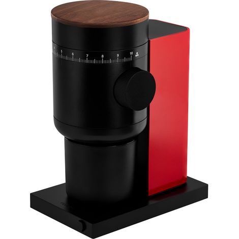 Molinillo de café con fresas cónicas Fellow Opus 2, eléctrico para expreso, doméstico, ajuste continuo de molienda, fresas de 48 mm, para expreso y elaboración en frío, rojo con detalles en nogal, UE (1/5)