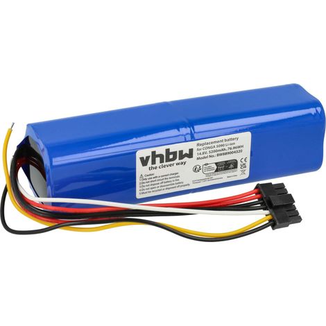 vhbw Batería compatible con Cecotec Conga 6090, 7090, 5090, 5490 robot limpieza (5200 mAh, 14,8 V, Li-Ion)