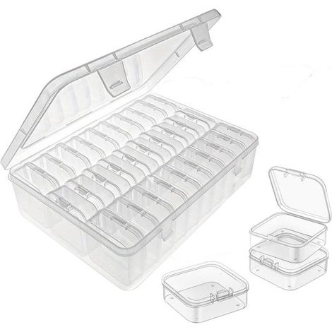Kleine Aufbewahrungsboxen mit Deckel – Transparente Kunststoffbehälter für Perlen, Pillen und Schmuck – 30er-Set, 5,5 x 5,5 x 2 cm (1/5)