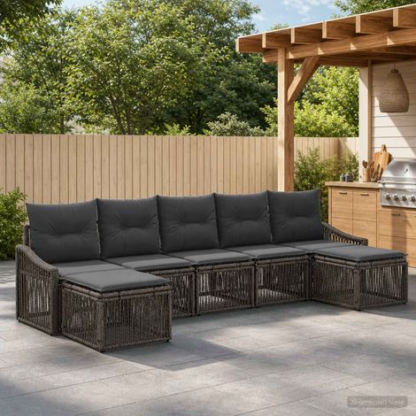 Set Divano da Giardino 7 pcs Grigio polyrattan vidaXL (1/5)