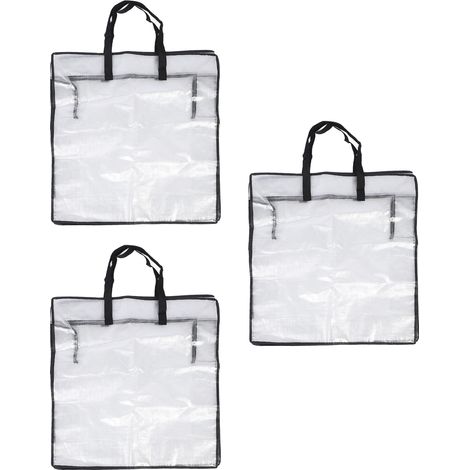 Lot de 3 sacs de rangement transparents pour couronnes avec fermeture éclair, multi-usages, pour ranger guirlandes et décorations, les protéger de la poussière et servir de contenant. (1/5)