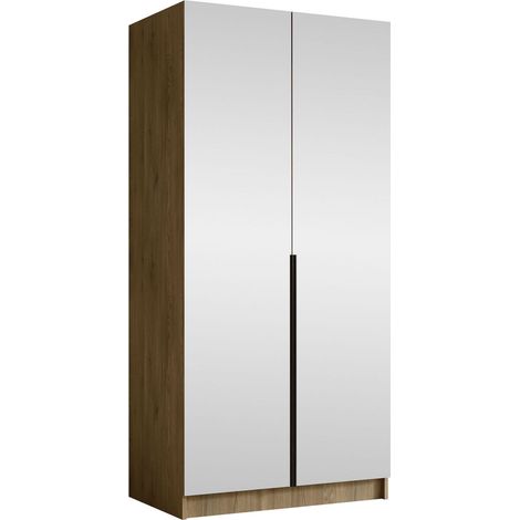 Armario Closico Staton III, Luminoso madera + Negro, 215x100x58cm, Puertas de armario: Con bisagras, Número de estantes: 0