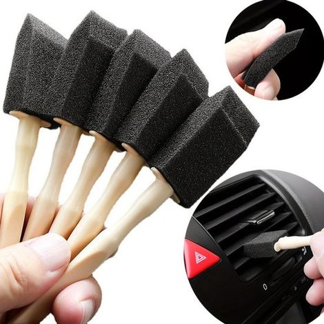 Juego de 5 cepillos de esponja para la ventilación del coche: limpiadores suaves para rejillas, perillas y ranuras interiores. (1/5)