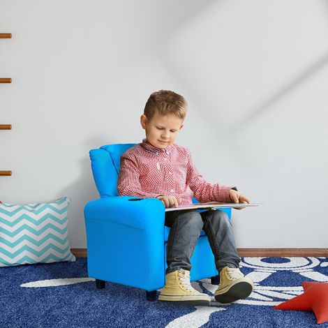 Fauteuil pour enfants avec dossier basculable 62 x 52 x 69 cm en bois massif Cadre bleu - Haute qualité (1/4)
