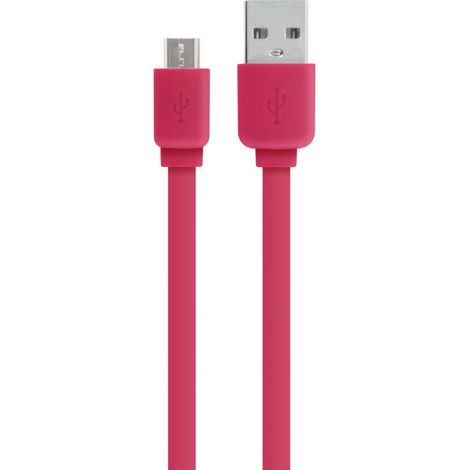 Câble micro USB /USB-A plat 1 m - framboise (1/3)