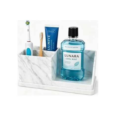 porte brosse à dents en silicone couleur blanche plateau de rangement pour salle de bain organisateur pour accessoires de toilette et pinceaux de maquillage (1/5)