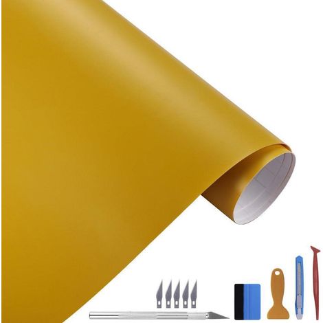 Matte Vinylfolie Gelb 30x300cm, selbstklebend, blasenfrei, für Auto (1/5)