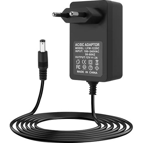 12V 2A 24W Universal Power Adapter for Speakers, LED Strips, Routers, CCTV Cameras and Electronic Devices Power Supply 12V 2A 5.5mm x 2.5mm AC DC Transformer Cable (1/5)