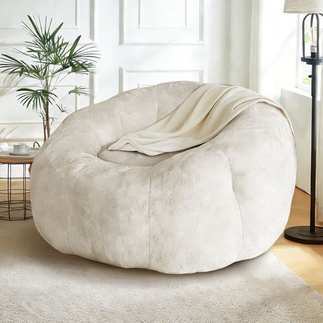 Poltrona pouf rotonda grande formato, 130 x 120 x 72 cm, bianco OKMYHOME (1/5)