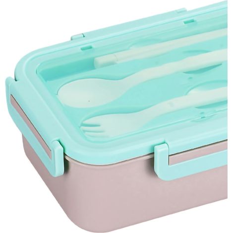 Große Bento-Lunchbox mit Fächern, aus lebensmittelechtem Polypropylen, tragbar, für Zuhause, Büro, Schule und Schüler, grün, 1400 ml (1/5)