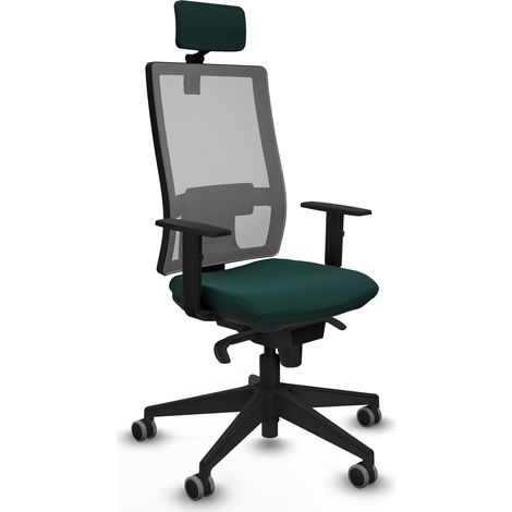 Horna sincro malla gris similpiel verde botella brazos 1D base piramidal cabecero 2D ruedas 65mm engomadas (1/5)