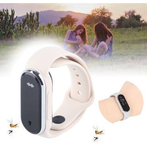 [Bracelet Anti-moustiques] Rechargeable USB 5V 1A 90mah Blanc Silicone Pedomètre Thermomètre Ultrasons (1/5)