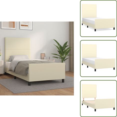Tête de lit en similicuir - vidaXL Cadre de lit sans matelas crème 80x200 cm similicuir - Soutien du dos (1/5)
