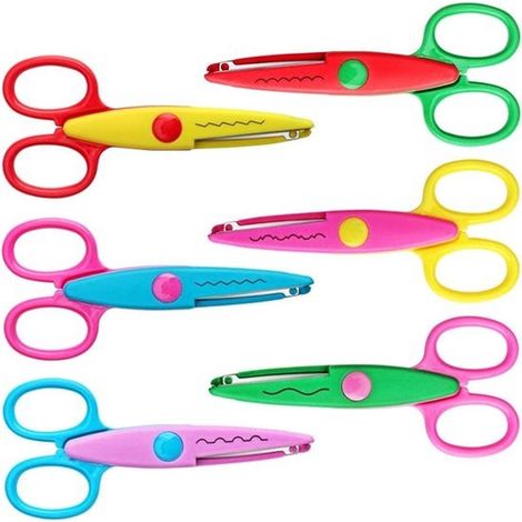 Ensemble de 6 ciseaux à cranter pour enfants - Ciseaux zigzag - Pour scrapbooking, école, papier - Ciseaux d'artisanat (1/5)