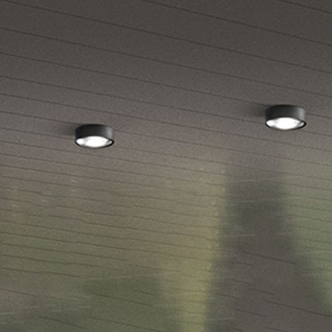 Plafoniera Da Esterno Moderno Fanale Metallo Grigio Grafite Vetro Led 6W 3000K (1/2)