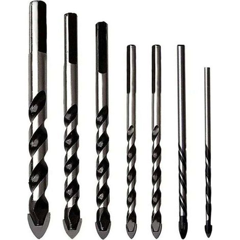 Tungsten carbide multi-material drill bits – Set of 7 bits for porcelain, ceramic, concrete, brick, glass and mirror