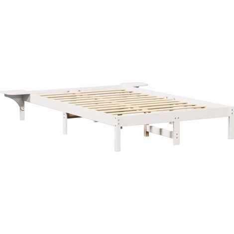 Lit double,Lit adulte,Cadre de lit avec tables de chevet Blanc 140 x 190 cm Blanc CFW4190888 (1/5)