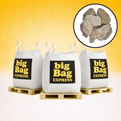 PACK 3 X BIG BAG de +/- 1,5T Pierre à Gabion Ocre Beige Ø 70/120 mm - Livraison PREMIUM (1/4)