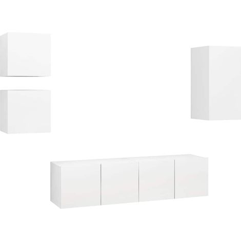Maison Exclusive - Set di Mobili Porta TV 5 pz Bianco in Legno Multistrato (1/5)