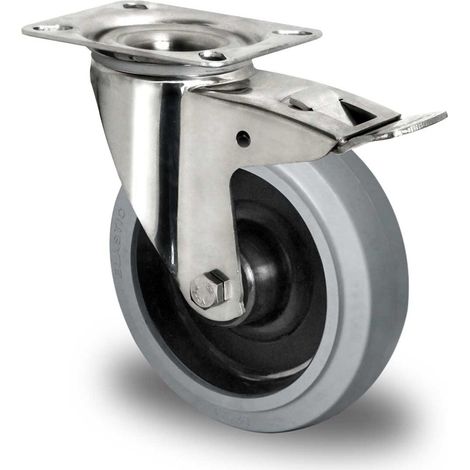 CASCOO Lenkrolle mit Totalfeststeller ø 100 mm Serie R4E2 Rollenlager Edelstahl