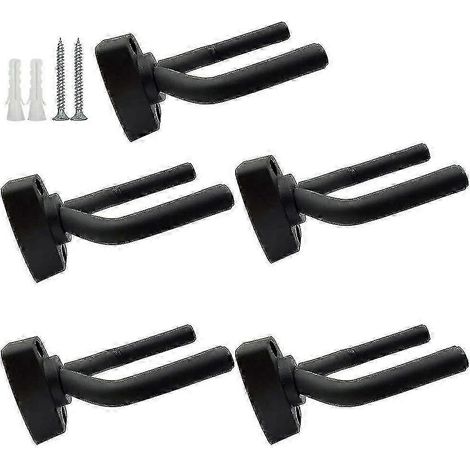 Supports muraux de guitare, set de 5 crochets noirs avec vis incluses (1/5)