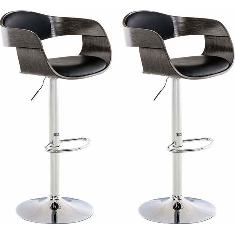2er Set Barhocker Kingston Kunstleder schwarz/grau