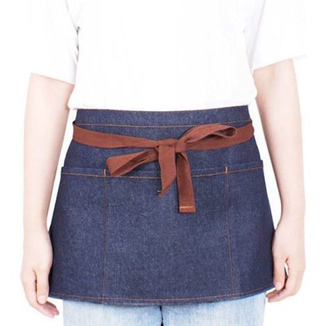 Tablier Jean - Demi-Tablier Coton Denim - Pour Cuisine Maison Restaurant Service - Taille Unique - 1 Pièce (1/4)